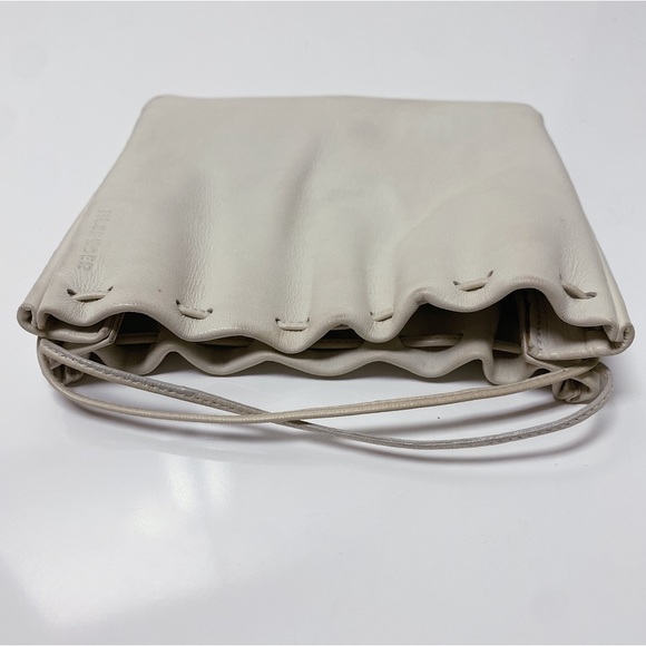 Jil Sander Mini Lambskin Leather Ivory White Drawstring Dumpling Bag Italy - Picture 9 of 12
